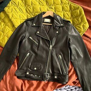Aritzia Wilfred Free Genuine Leather Moto Jacket